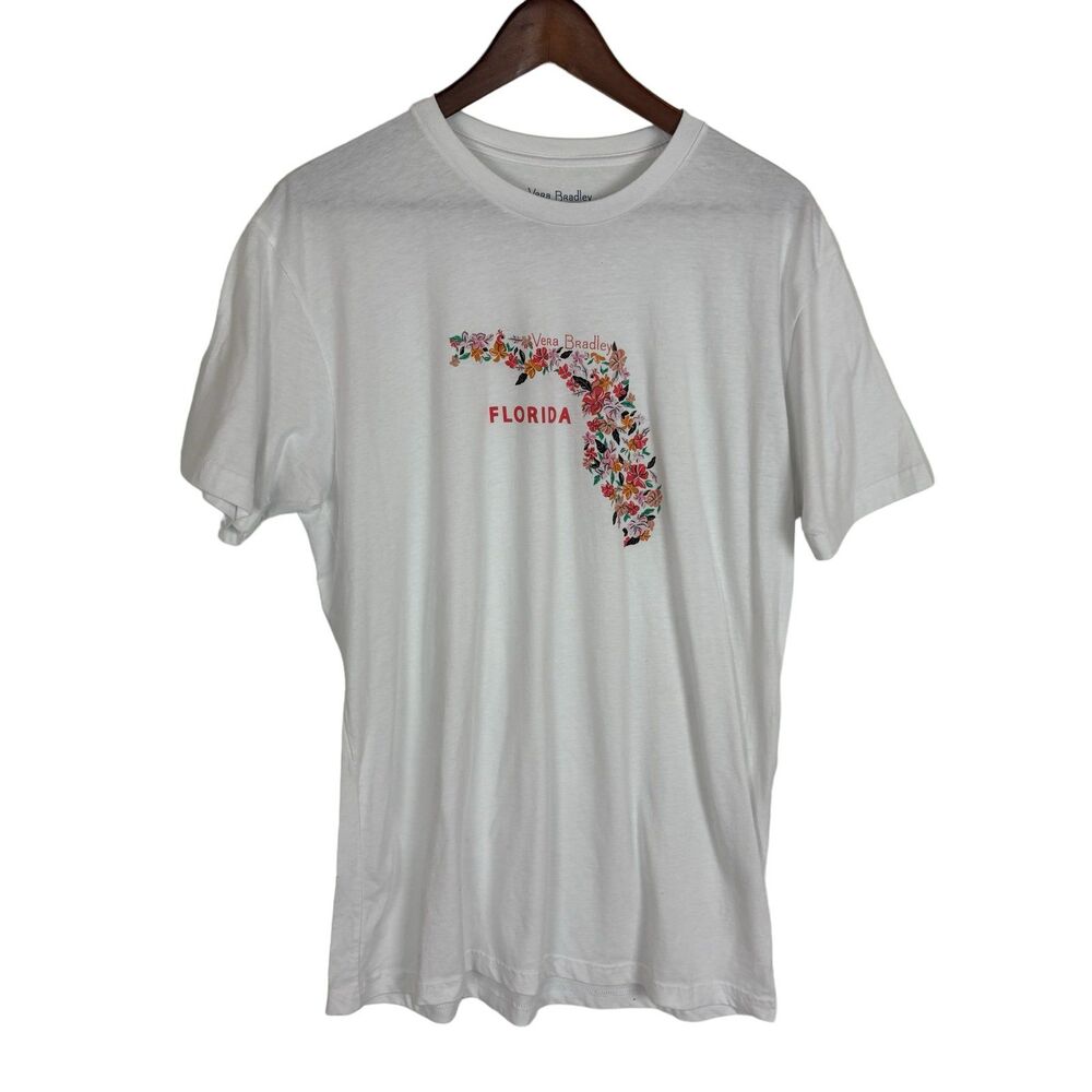 Vera Bradley Florida Short Sleeve White Floral T-Shirt Women's Large